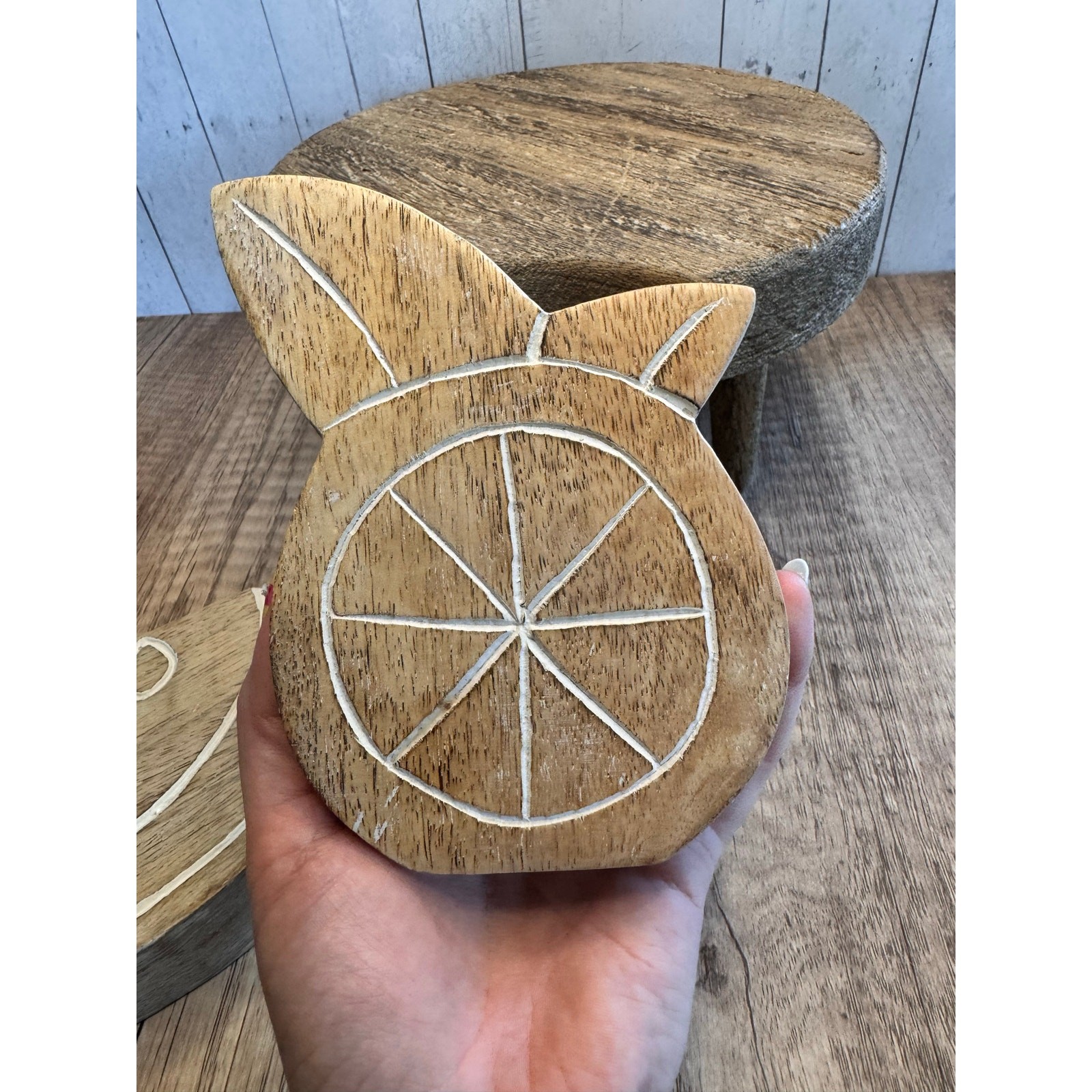 Rustic Wood Watermelon Wood Orange Home Decor Set of 2 Mango Wood Home Gift