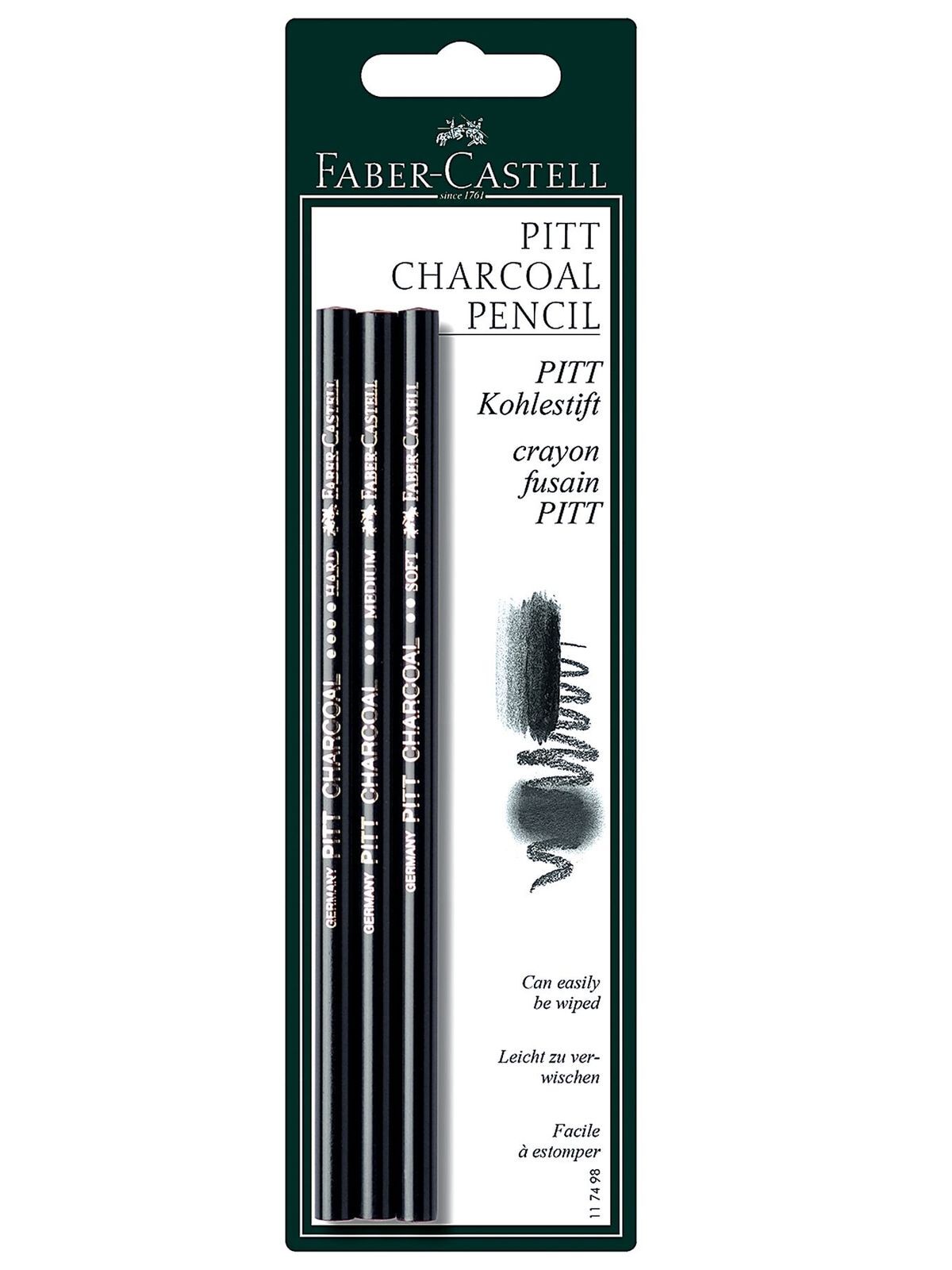 Faber-Castell Pitt Natural Willow Charcoal Pencil Set – set of 3