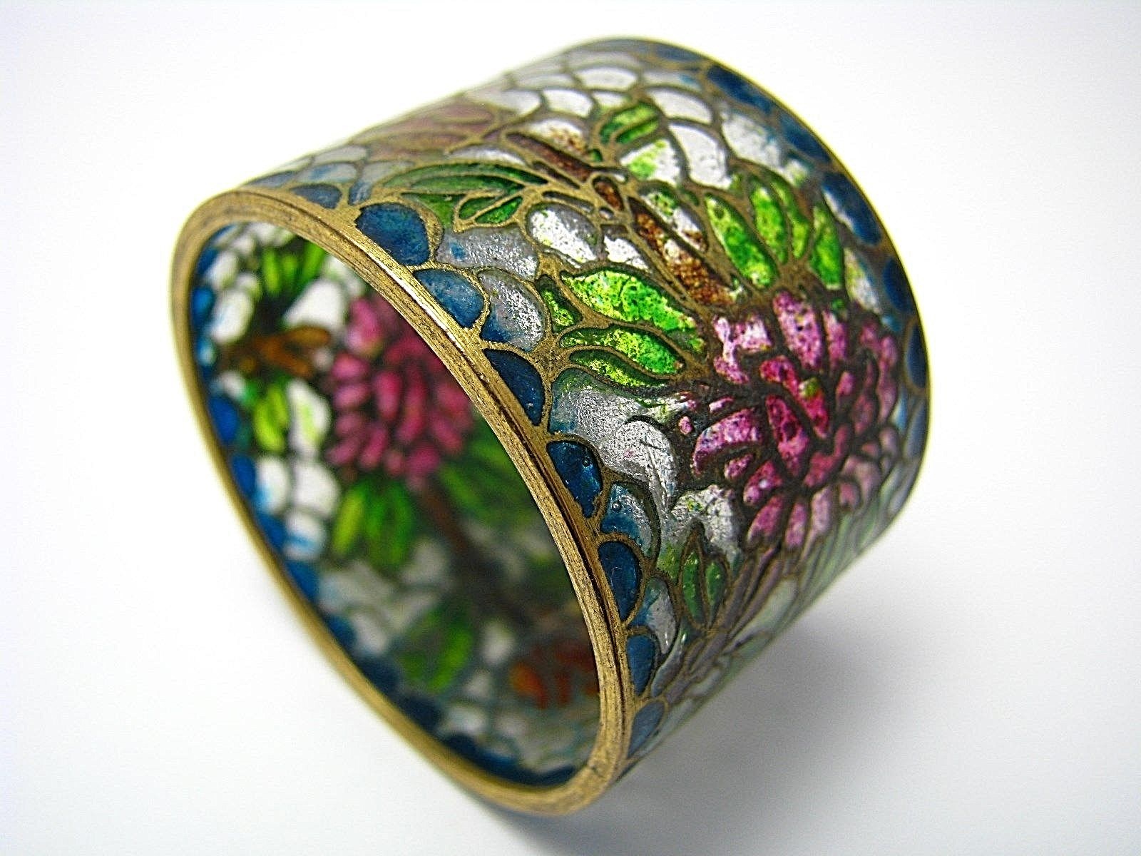 PLIQUE-à-JOUR ENAMEL NAPKIN RING NAPKIN HOLDER COPPER Asia China ca1900s Excel