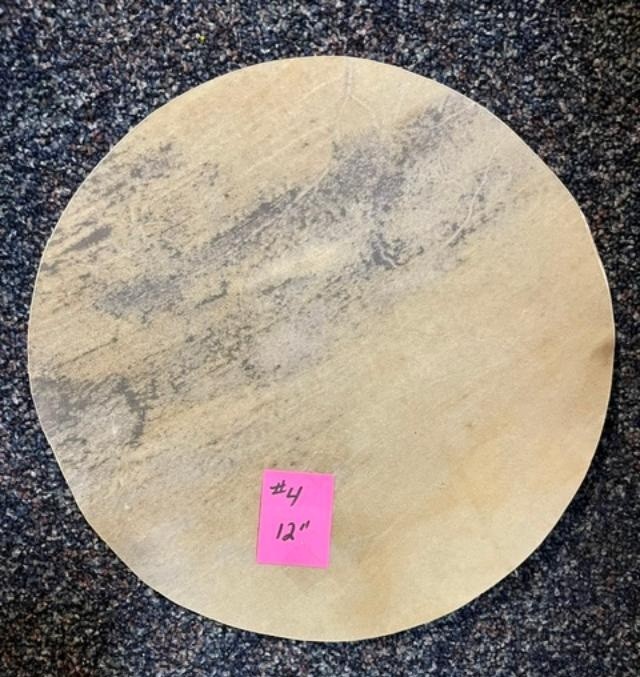 *12″ #4 DEER Rawhide Drum Head for Wood Frame / Gourd Drum X Heavy Deep Tone