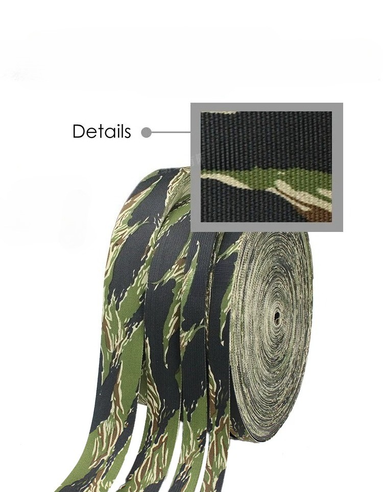 1M Tiger Stripe Black Camouflage Nylon Webbing for Tactical Bag Backpack IRR