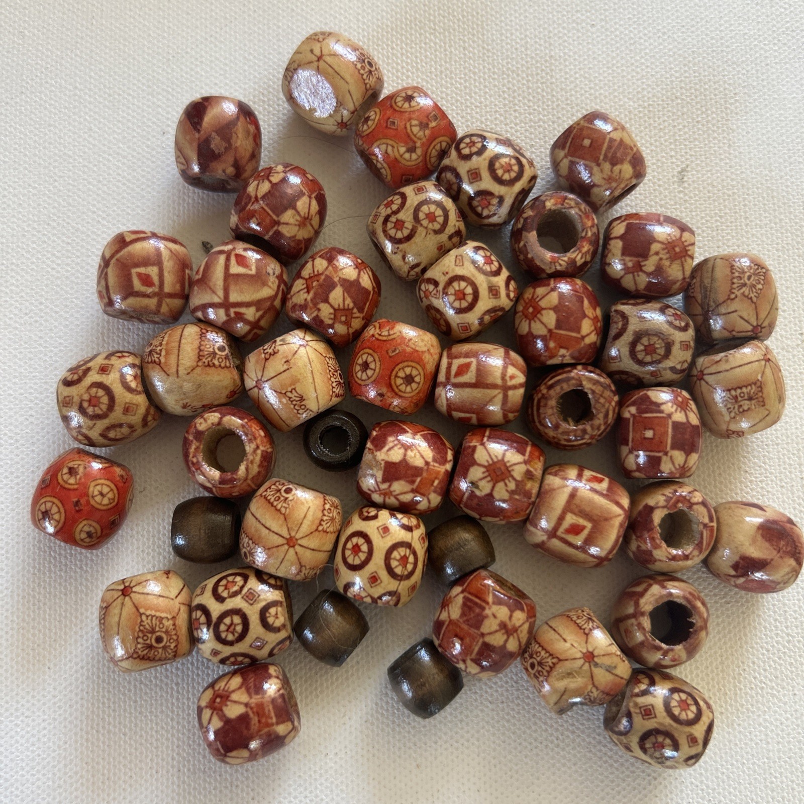 Patterned Round Wood Beads for Jewelry Crafting Macrame 45 Up To .5