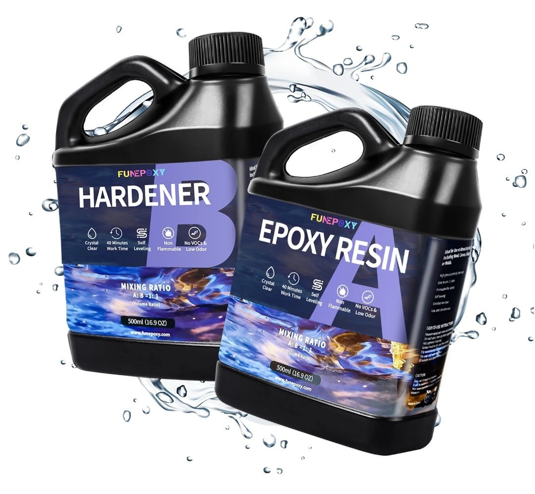 Funepoxy Hardener/Epoxy Resin Kit 70 Oz Clear Self Leveling High Gloss Artists