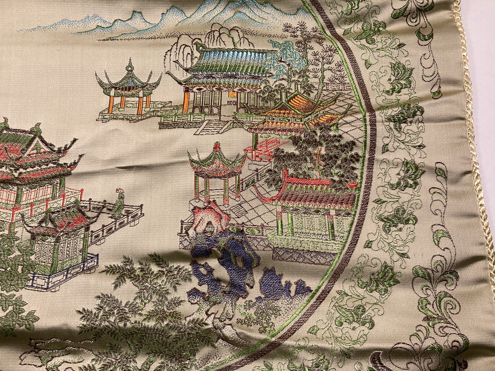 Vintage Chinese Silk Brocade Pillow Covers Tapestry Jin Sheng 18”
