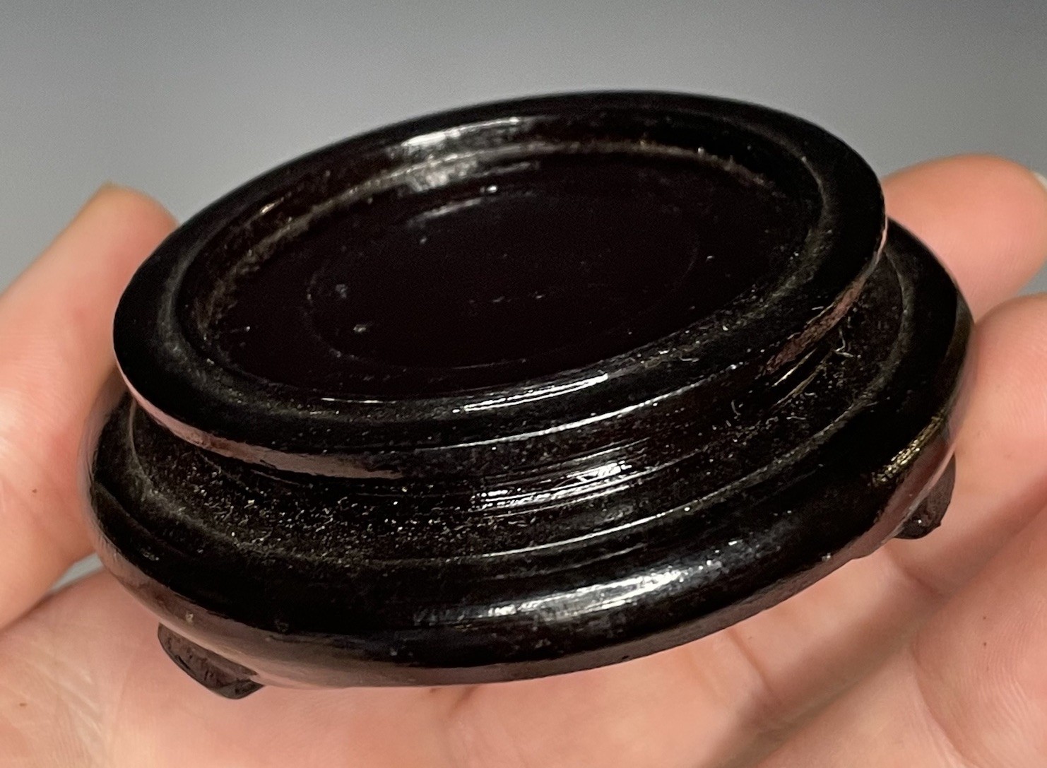 2-5/8 inch 20th C. Chinese Asian Wooden Carved Bottle Vase Base Display Stand