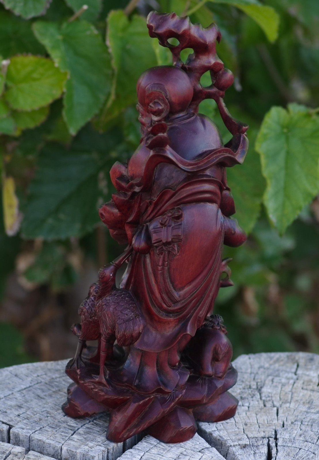 Boxwood Hand Carved Buddha Riding Foo Dog Large 16″ China 1950s MAGNIFICENT ART!
