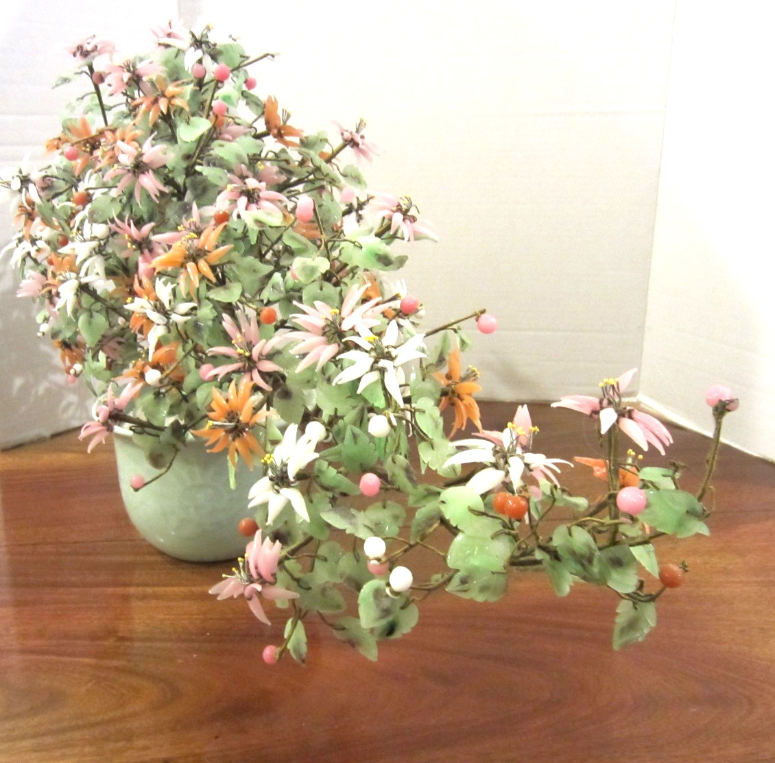 spectacular vintage multi-color flowering glass bonzai tree 31 ” long