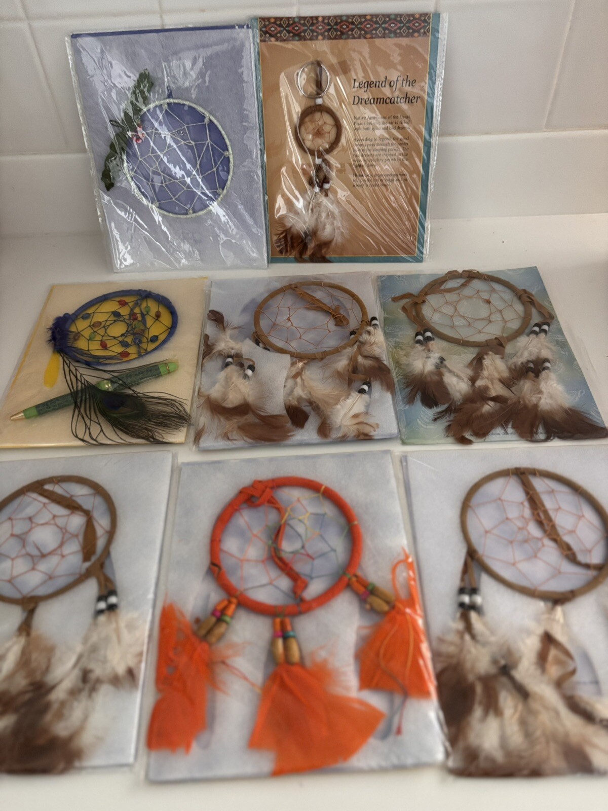 (8) New Indian Dreamcatcher All-Occasion Cards/ Feathers, Beads, Decorations,