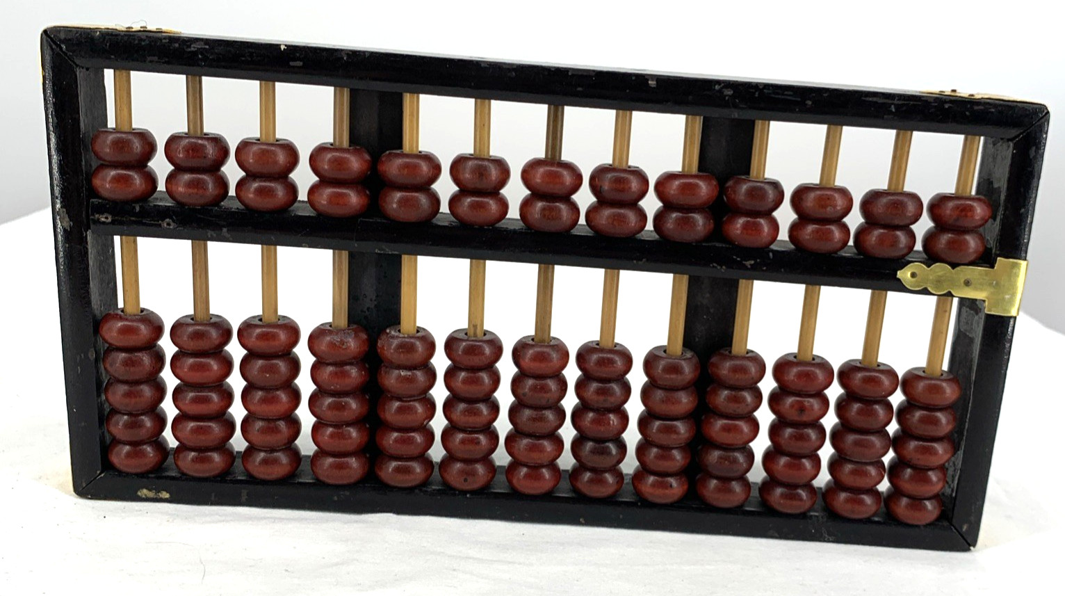 Abacus Wood And Brass 13 Rows 91 Beads Chinese 10.5″