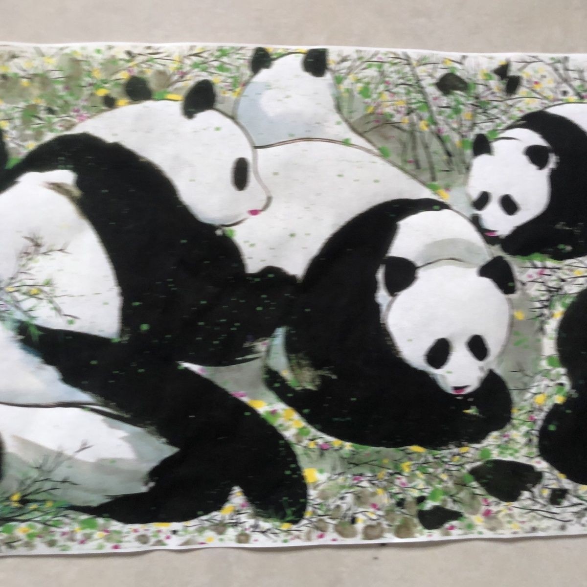 Chinese Panda Painting Scroll Unframed Wall Art Print Home Decor Decor