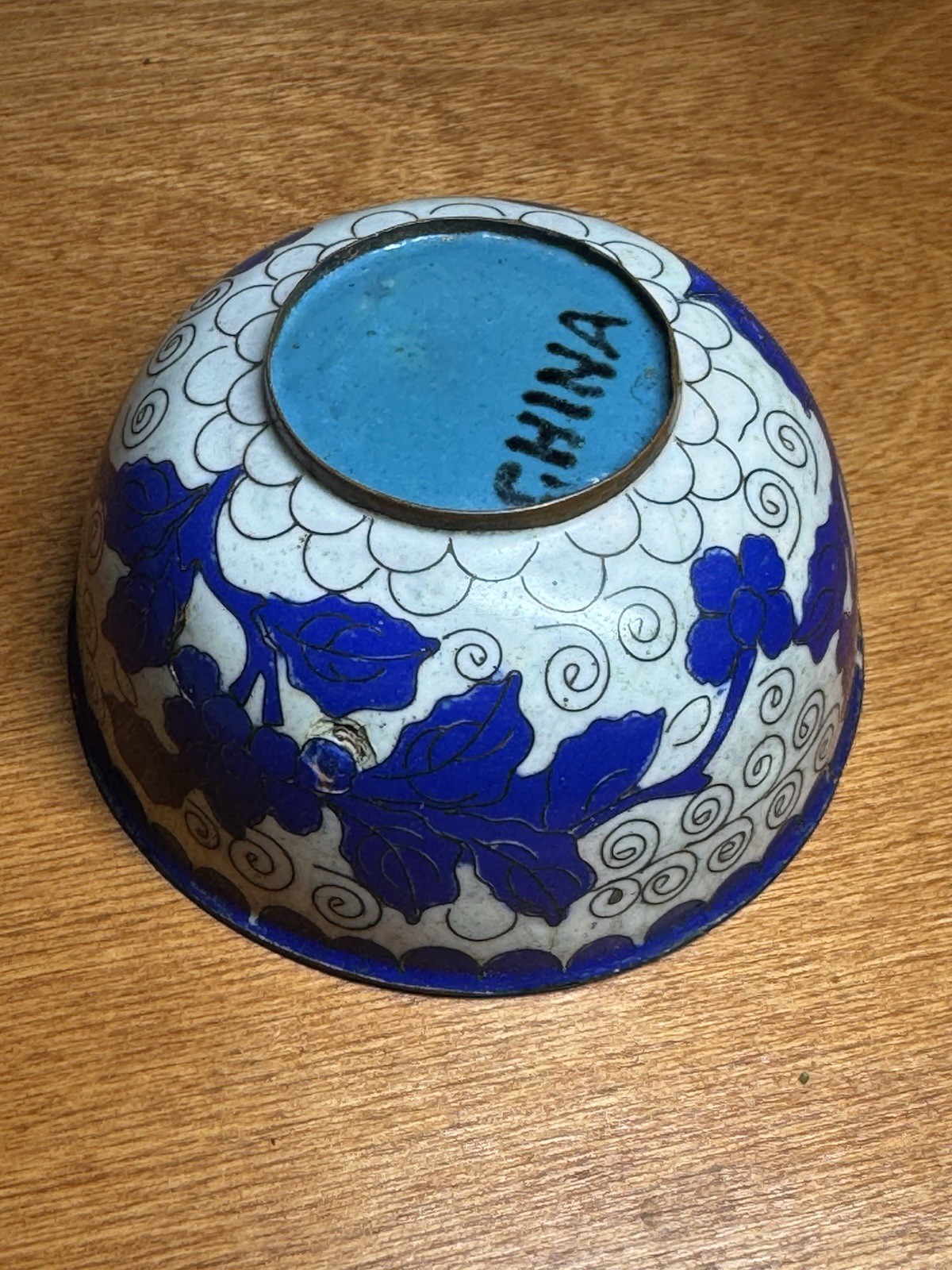 Antique Chinese Cloisonne Bowl Dragons enamel on copper