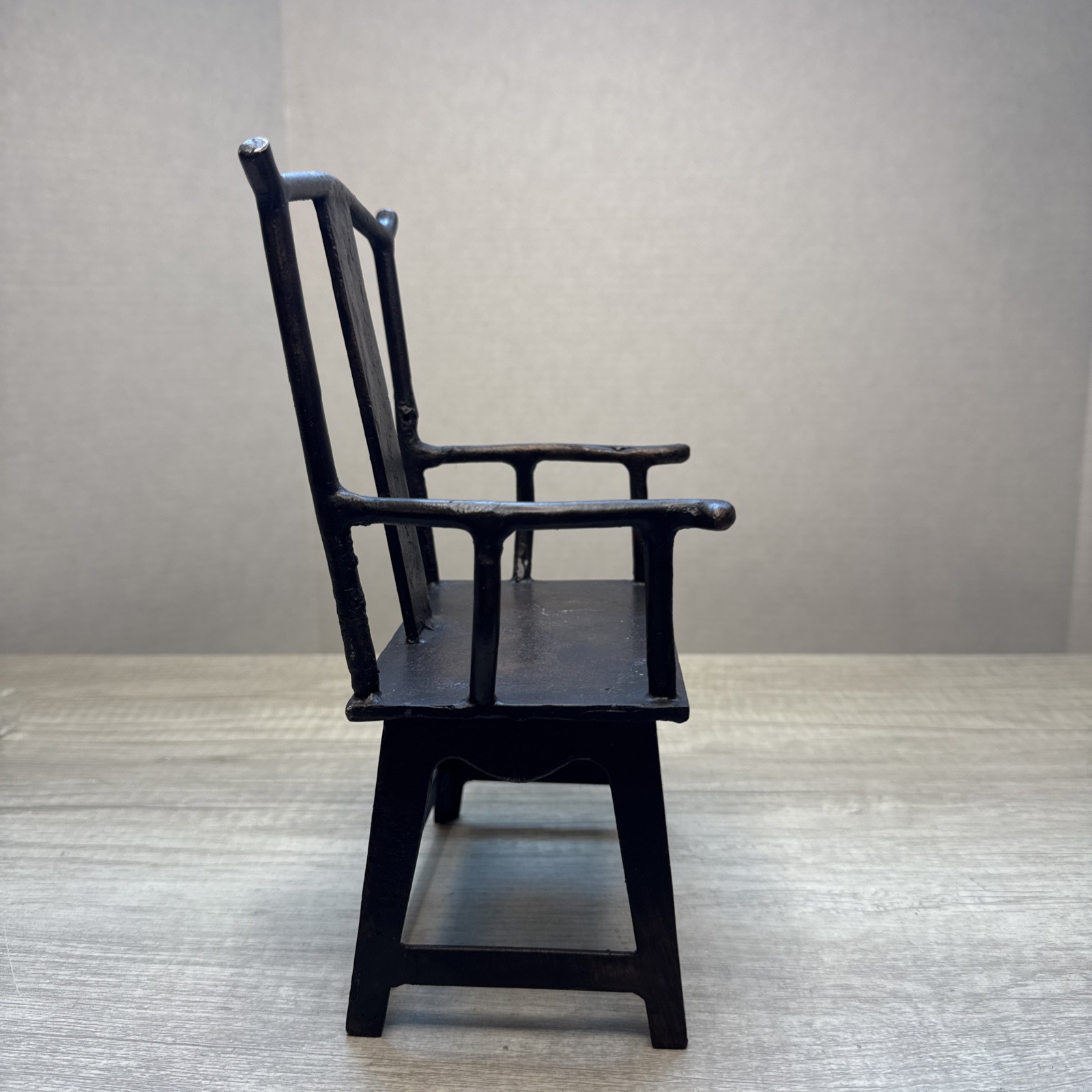 Vintage Chinese Bronze Doll Model Armchair 10”H Plant Stand? EUC