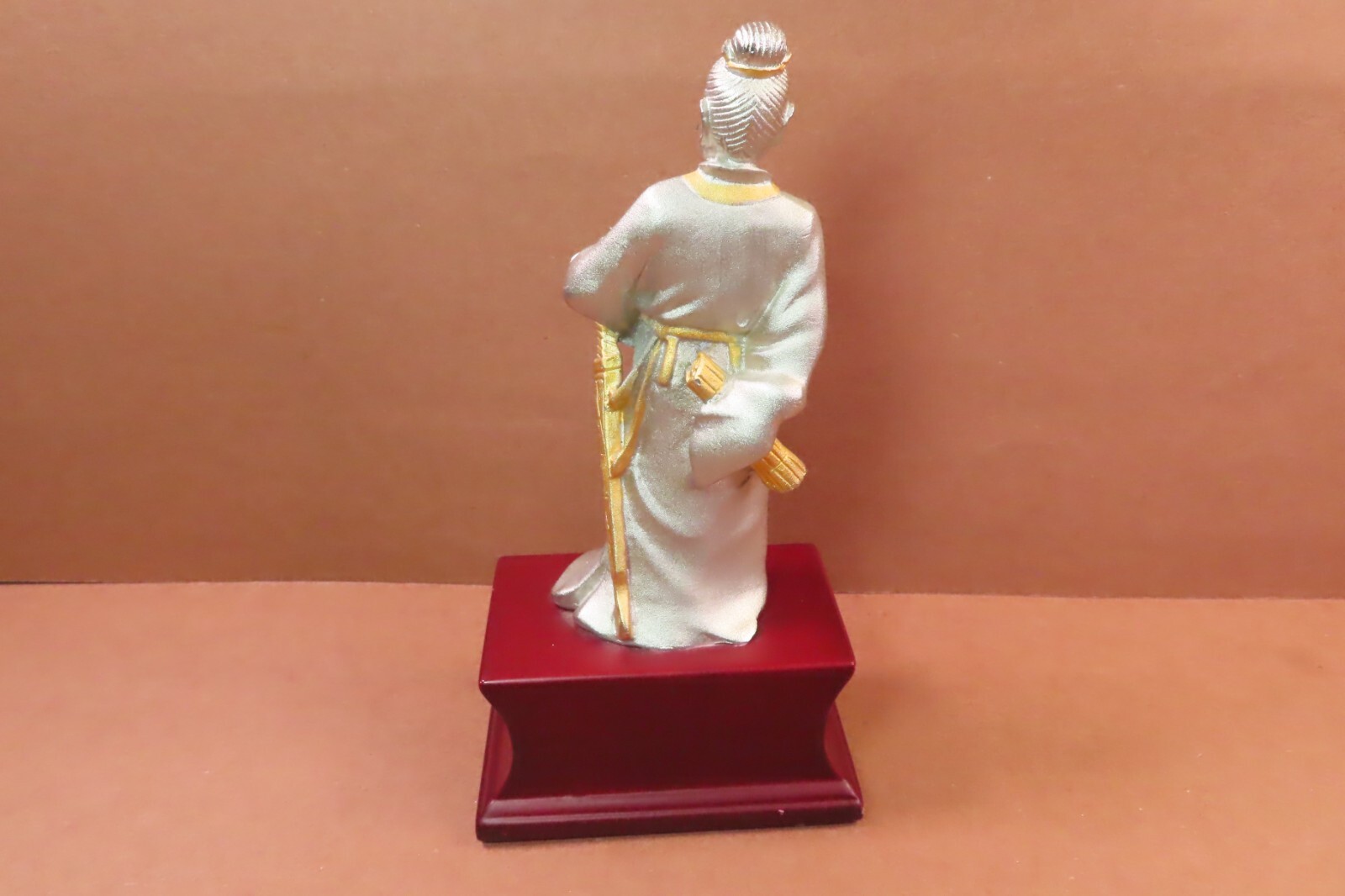 Chinese Asian Heavy Silver & Gold Metal Statue Sun Wu (Tzu) Military Figure 7″