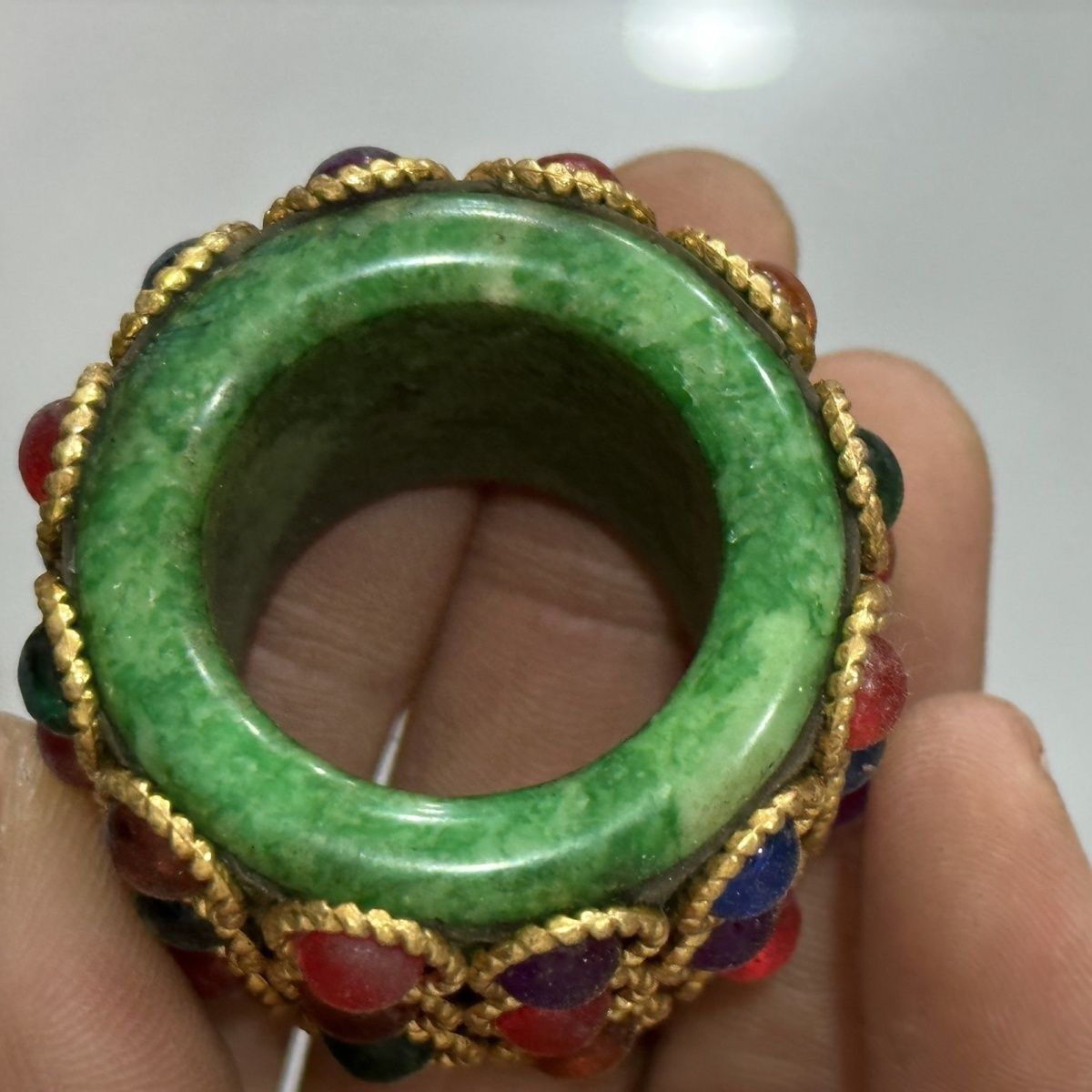 Tibetan Thumb Ring Inlaid Multi Stone Vintage Adjustable Jewelry Accessory