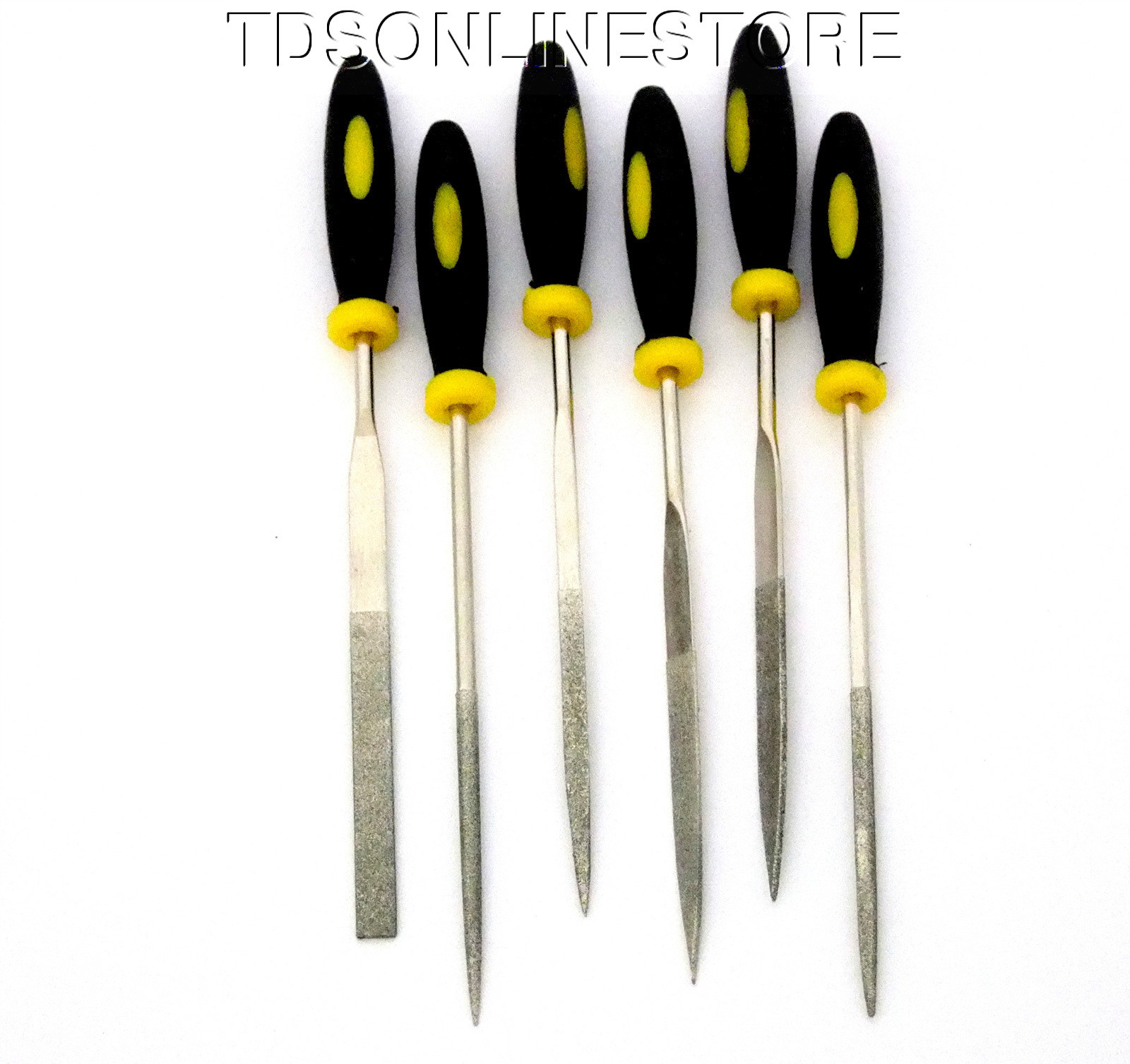 Diamond Coated Jewelers-Crafters Needle Files Ergo Handles 6″ 6 Pieces