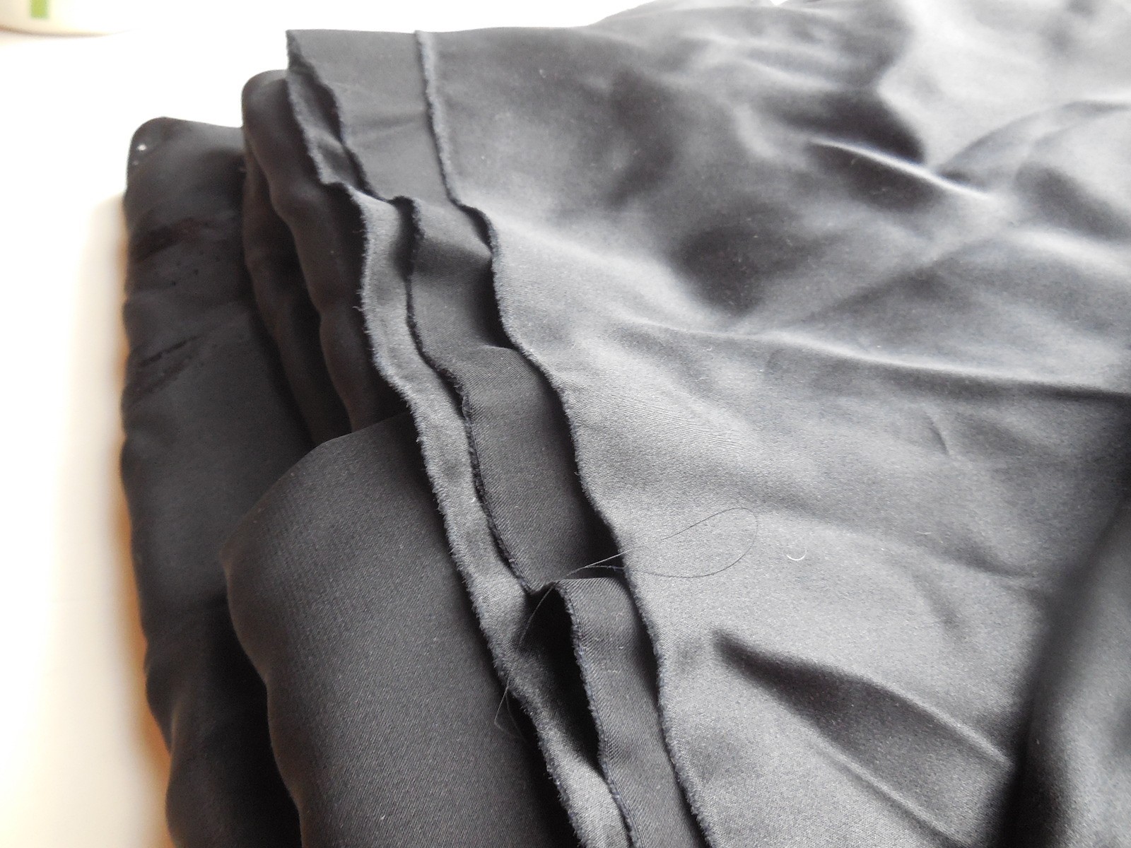 Almost 4 Yards 100% Real Silk Charmeuse Solid Black Satin Shiny Matte 44″ Width