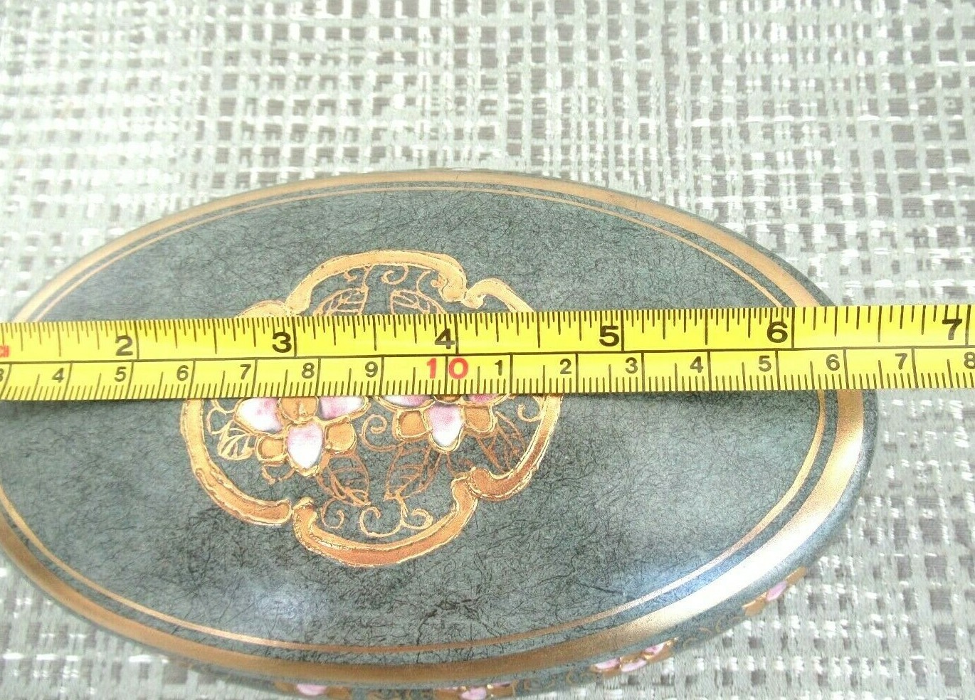 VTG Ceramic hand painted Toyo Set 2 pieces Trinket Dish and Oval Container w/Lid