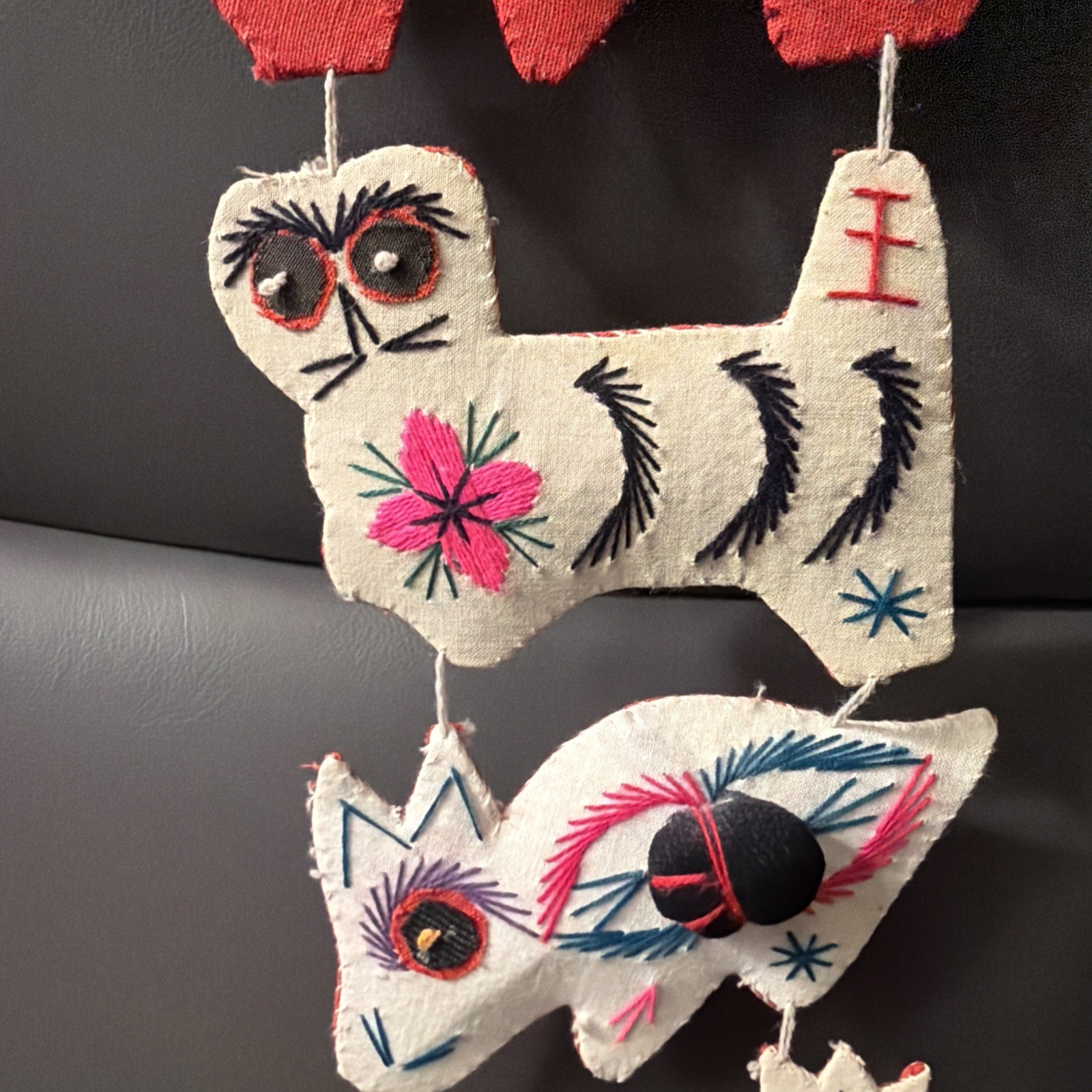 Folk Art Garland Chinese Animals Embroidered Signs Of Zodiac Colorful 12 Pc