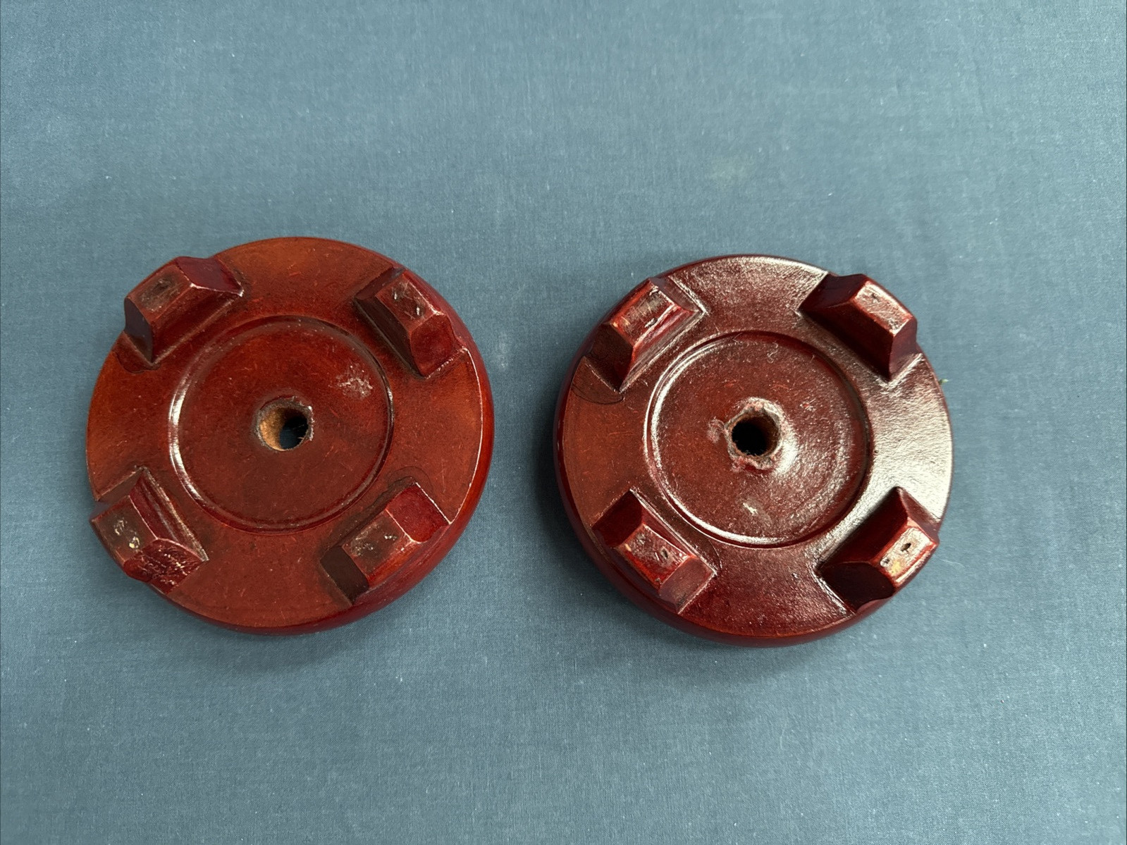 2 Chinese Wood Display Stands Vase Bowl Lamp Inset 3 1/2″
