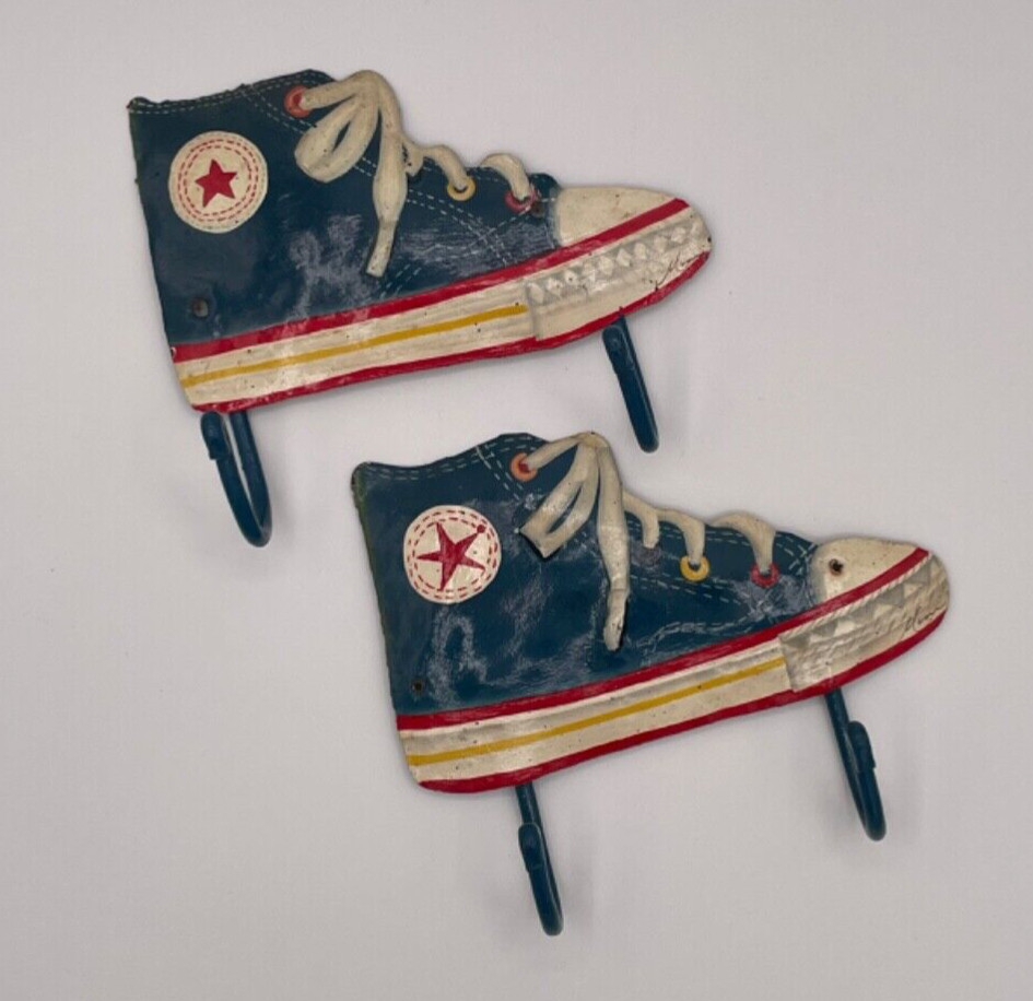 Vintage Wall Hooks ~ Converse Sneakers ~ Set of 2 ~ Recycled Steel Drum