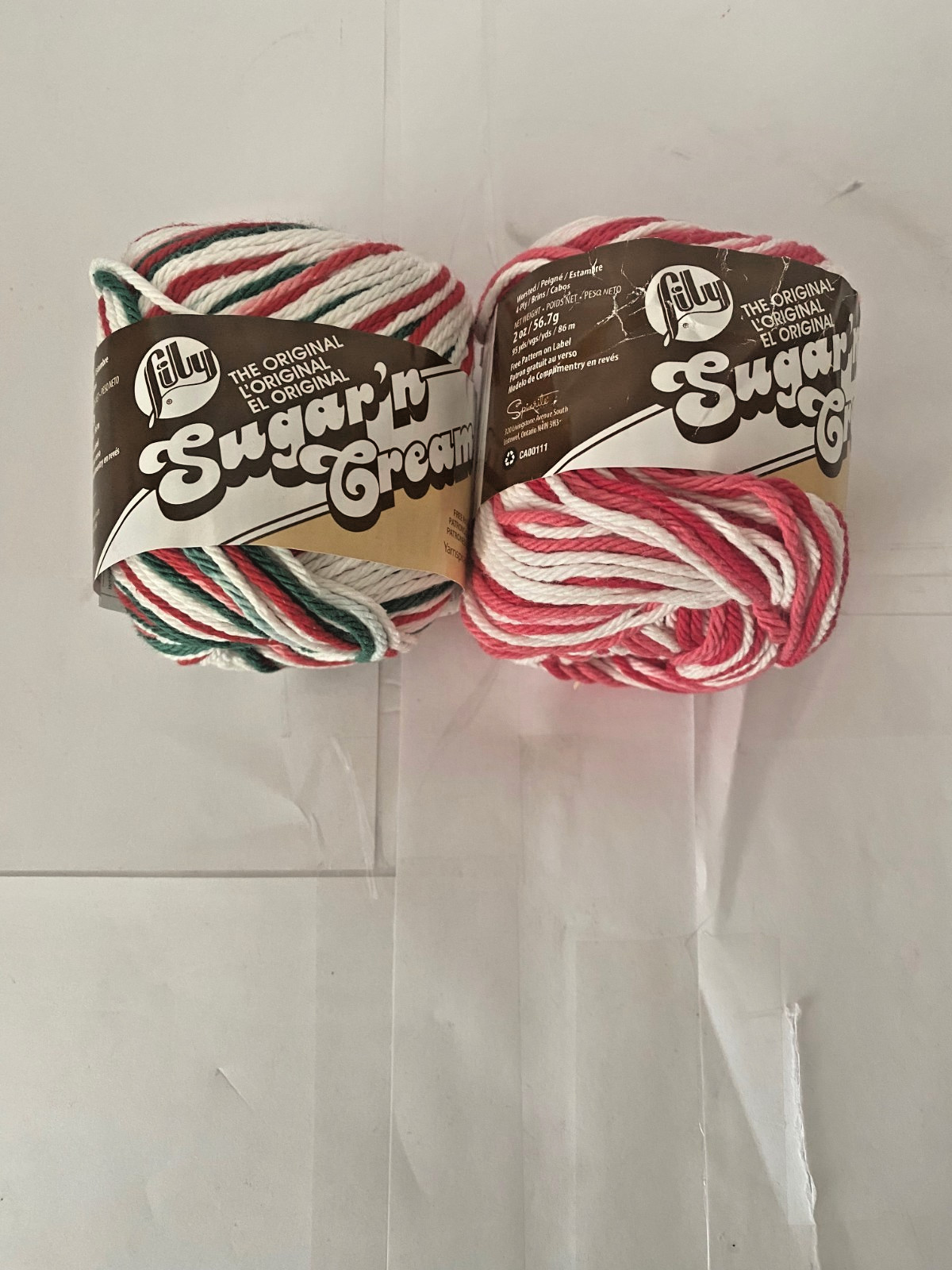 2 New Sugar N Cream Cotton Yarn Color Mistletoe & Azalea 95 Yards each