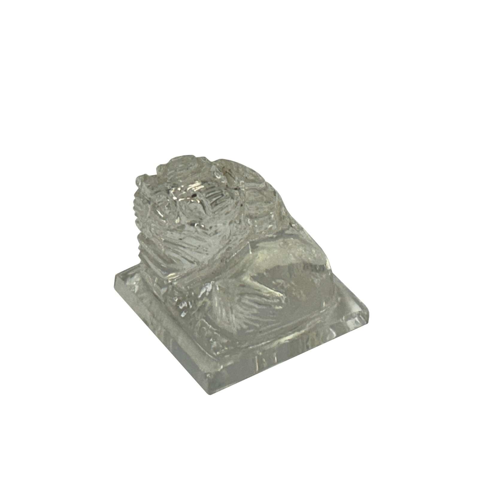 Chinese Clear Glass Foo Dog Lion Fengshui Display Figure Art ws4170