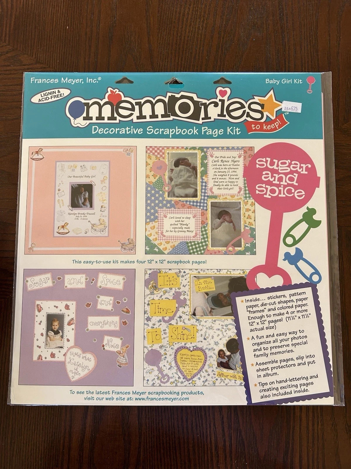 Vintage Frances Meyer Inc Memories Scrapbooking Page Kit Sugar And Spice Baby