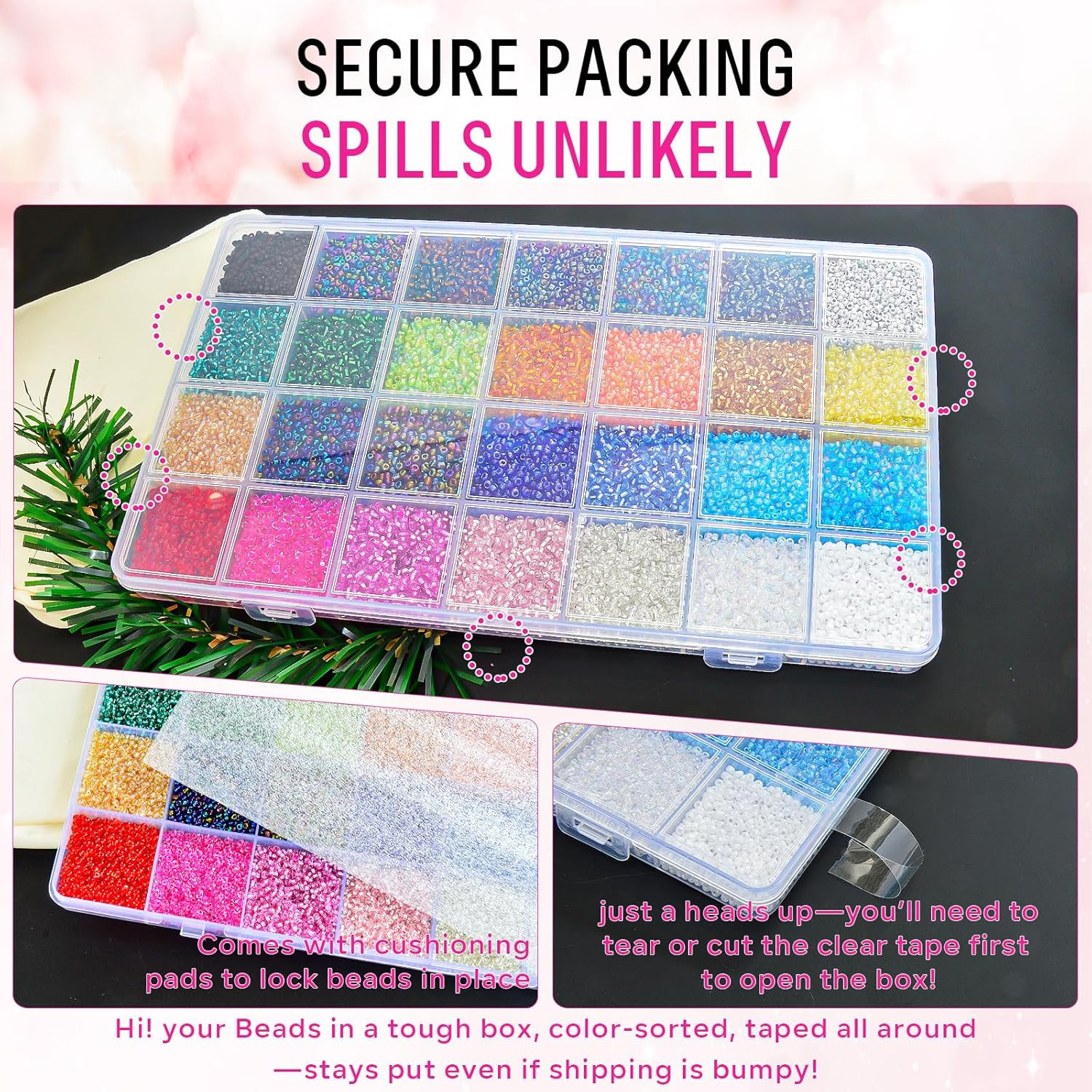 26000PCS 2Mm Glass Seed Beads Kit – 28 Assorted Colors Small Beads Set for Jewel