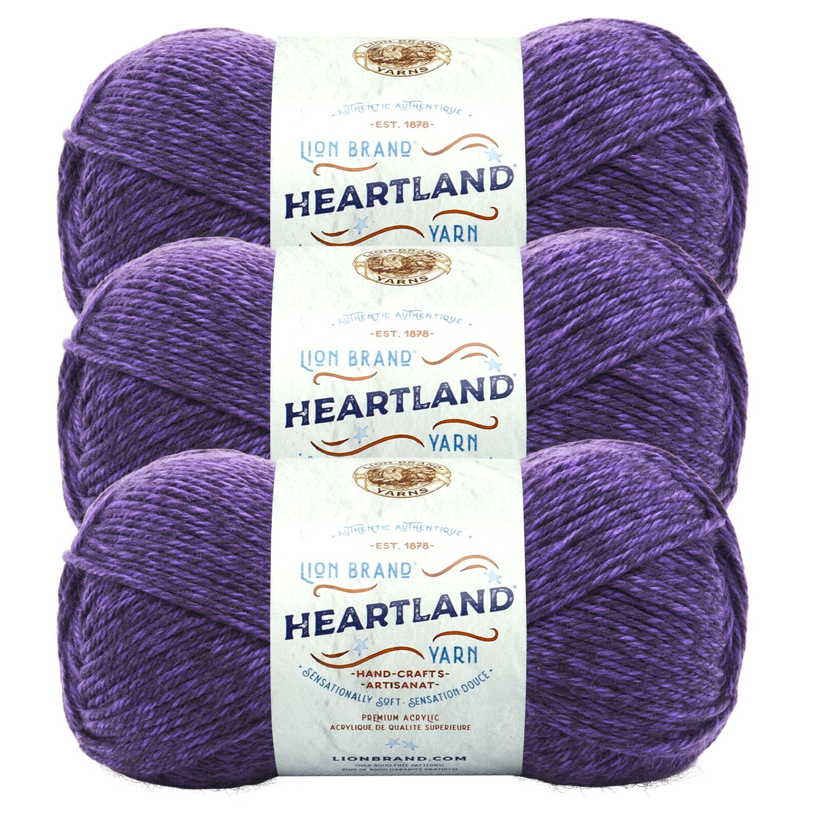 (3 Pack) Lion Brand Yarn 136-147N Heartland Yarn, Hot Springs