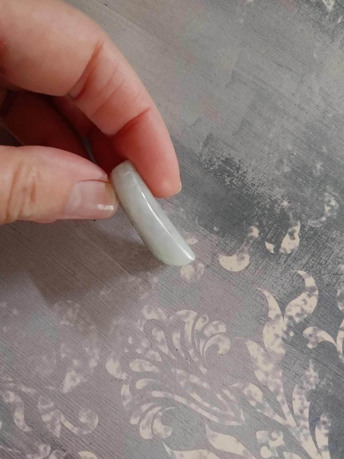 Vintage jade bead carved insect cicada winged beetle drill hole at top center