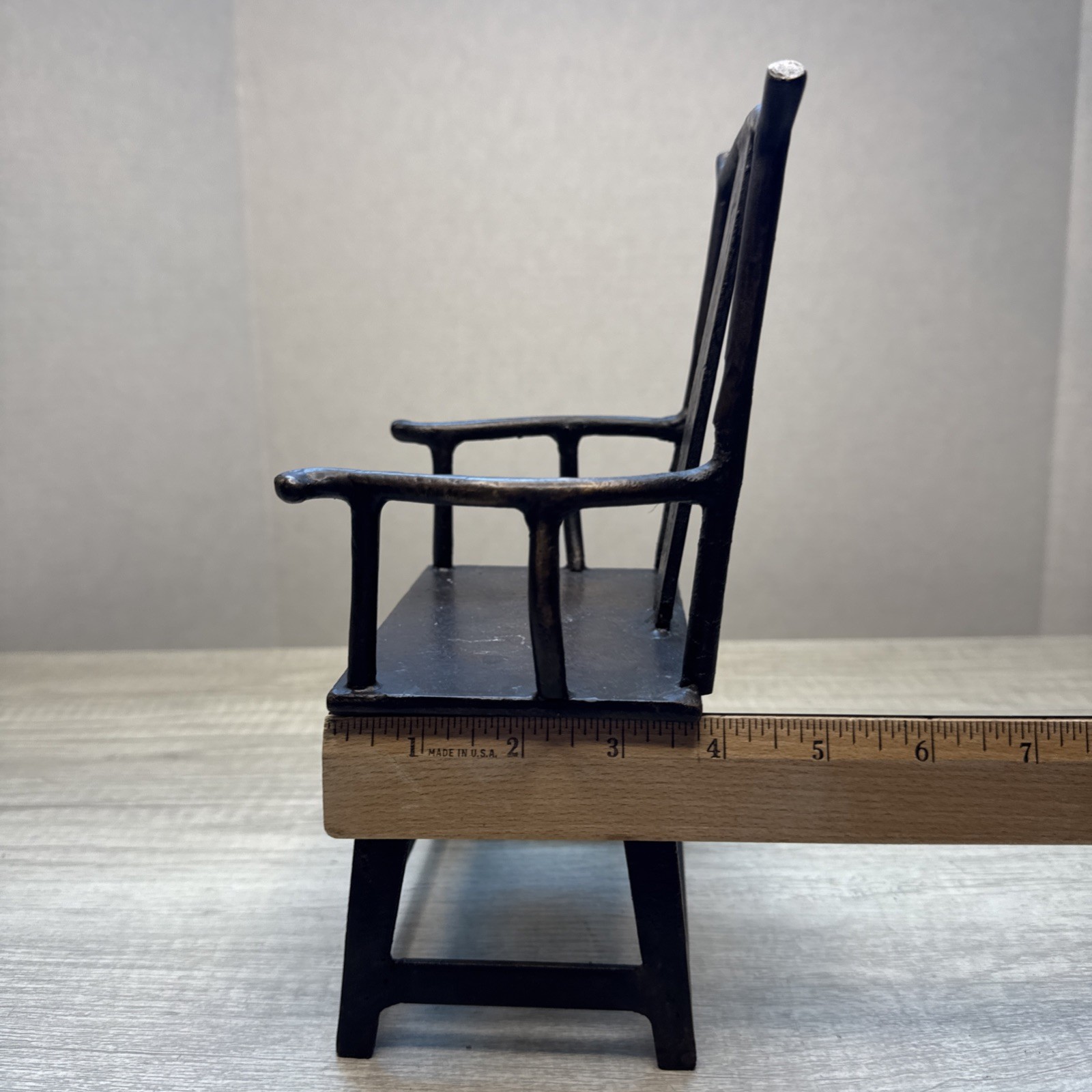 Vintage Chinese Bronze Doll Model Armchair 10”H Plant Stand? EUC