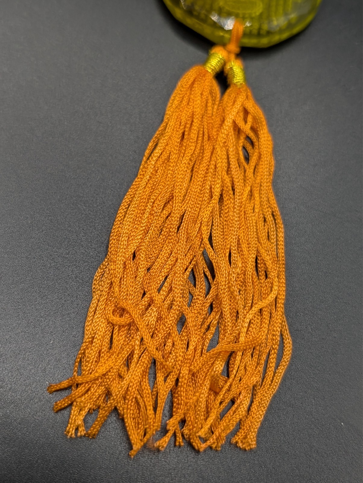Reversed Carved Chinese Goddess Yellow Glass Tassel Hanging
