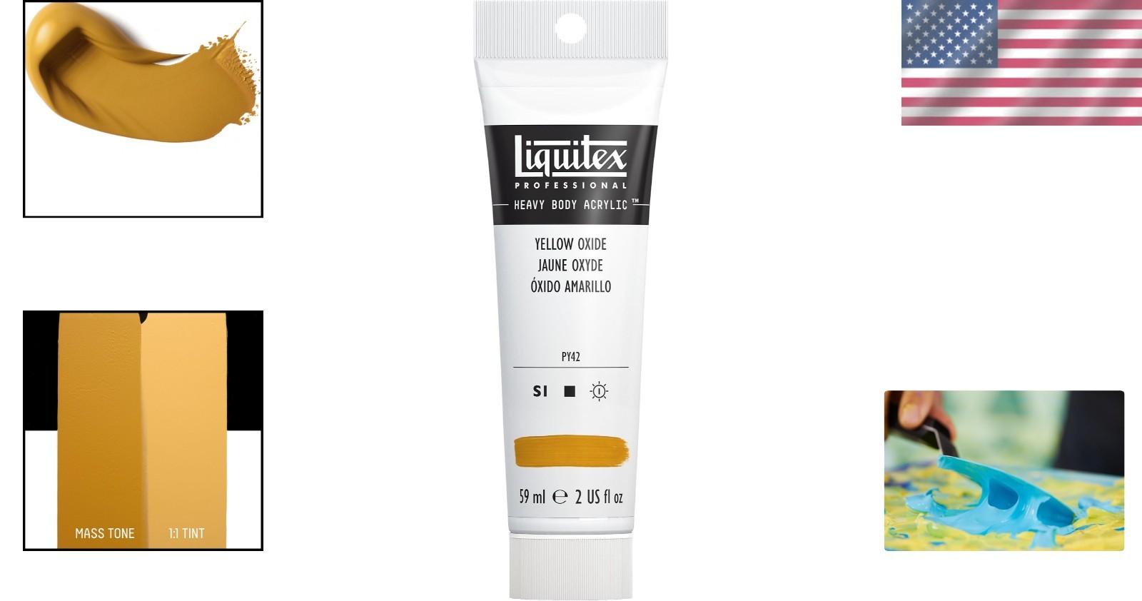 High Viscosity Yellow Oxide Acrylic Paint, 2oz Tube – UV Resistant Quality