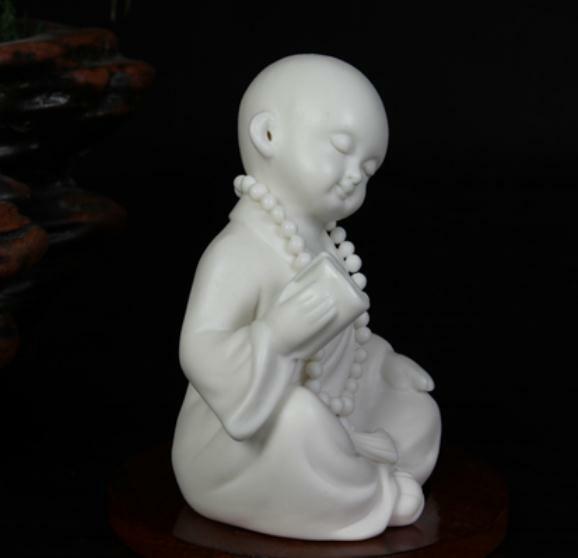 3.6″Chinese White Porcelain Ceramics Lovable Little Monk Figurine Statue Statues