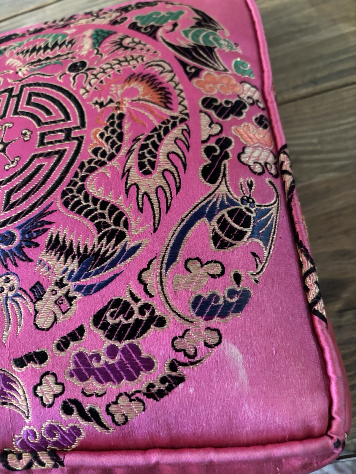 Vintage Oriental Chinese Decor Metallic Embroidered Silk Throw Pillow Lot