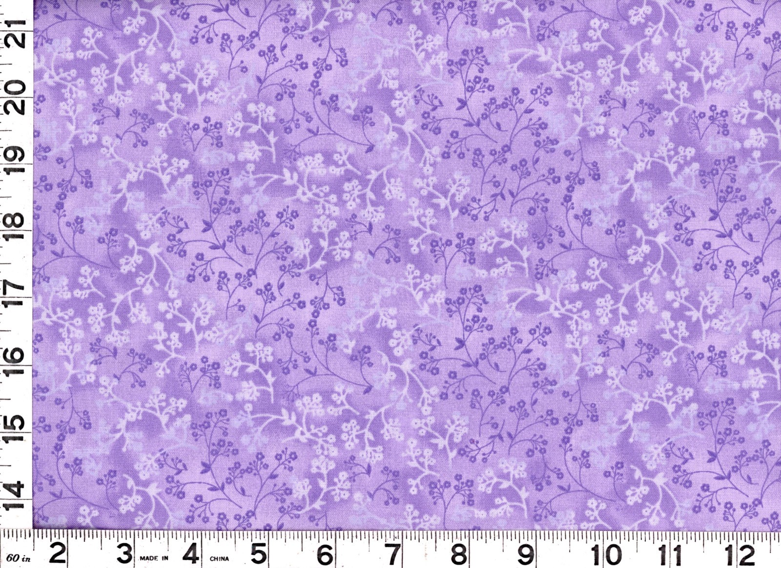 Small Purple Flowers of Leafy Vines on Purple Quilting Sewing Fabric by Yd #1125