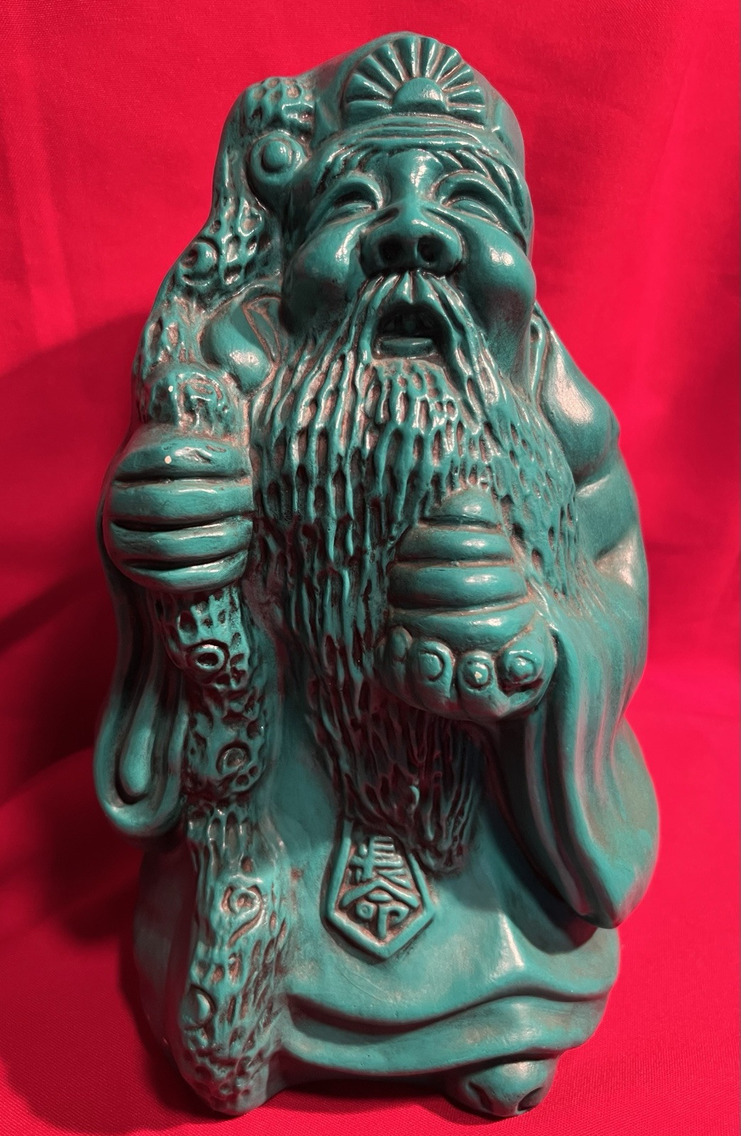 Sanxing,Chinese Priest,Wise Man,Buddah,Asian,Ceramic,Statue,Handmade,1970s,VTG