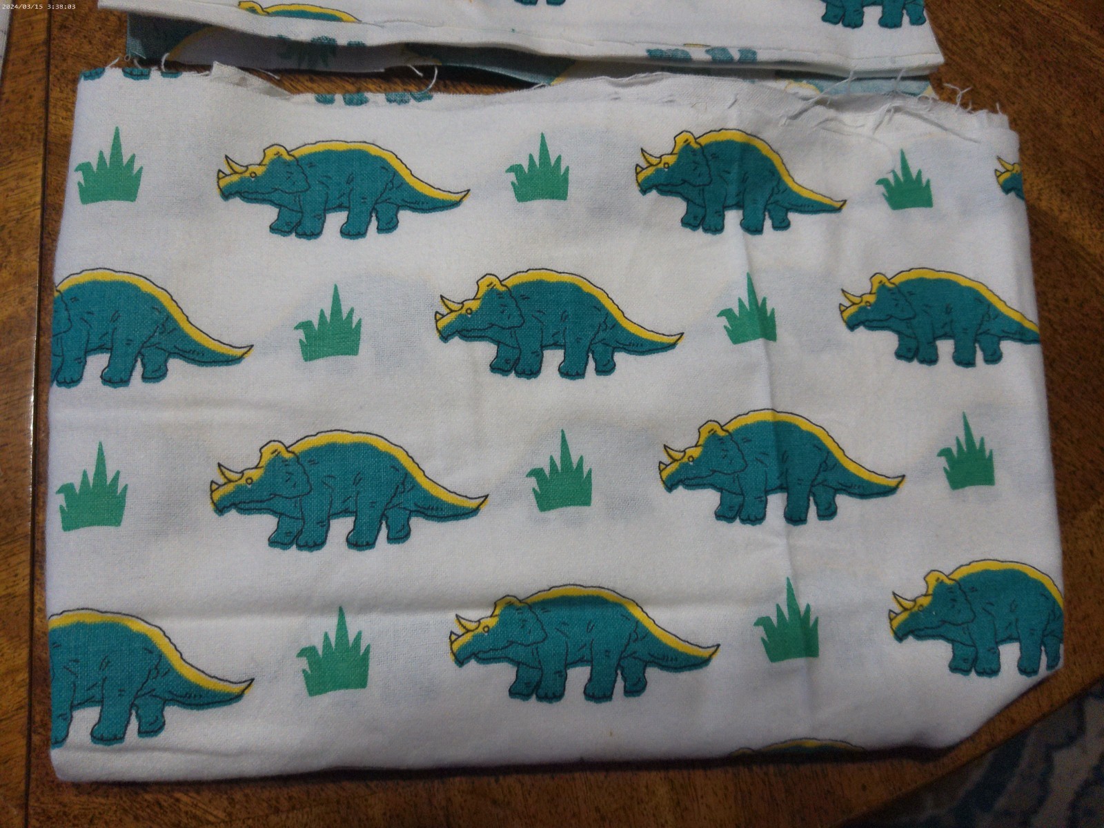 3 Dinosaur Soft Fabric Pieces 43W x 17L & 43 x 35 & 11w x 90L & 40 x 45 Bears