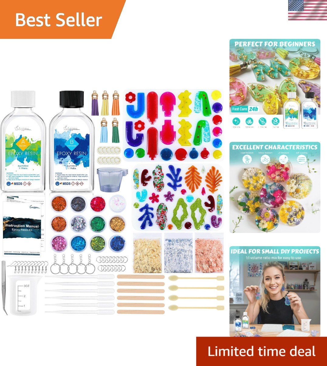 Crystal Clear 8OZ Epoxy Resin Kit – Complete Jewelry Supplies & Easy Mix Formula