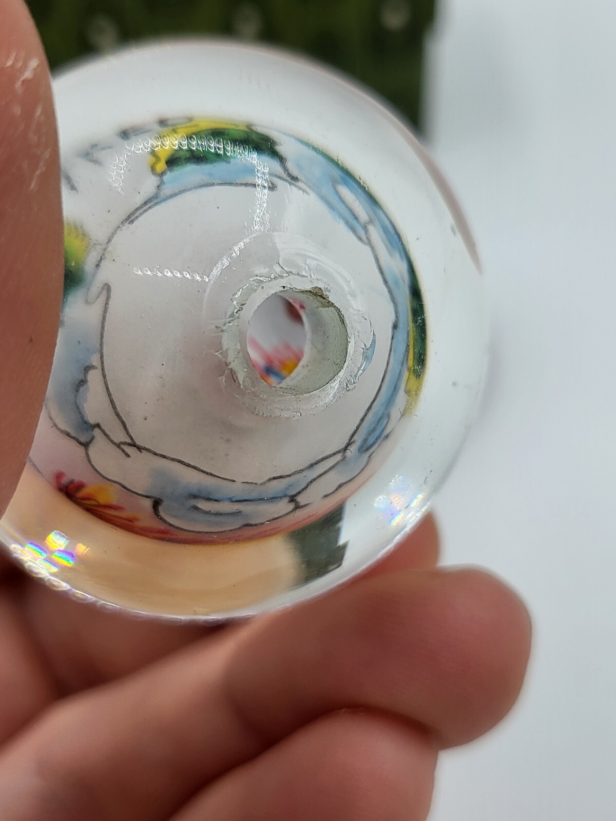 Vintage Miniature Souvenir Chinese Dragon Inner Painted Glass Ball Orb for Fred