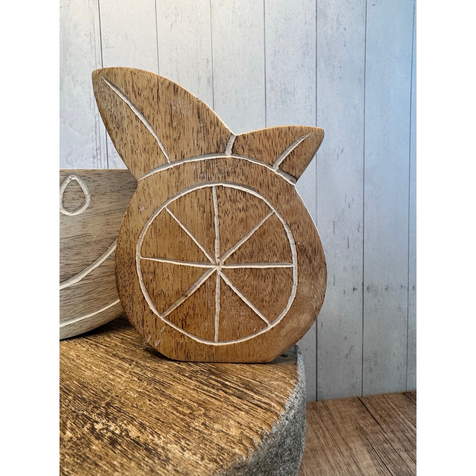 Rustic Wood Watermelon Wood Orange Home Decor Set of 2 Mango Wood Home Gift