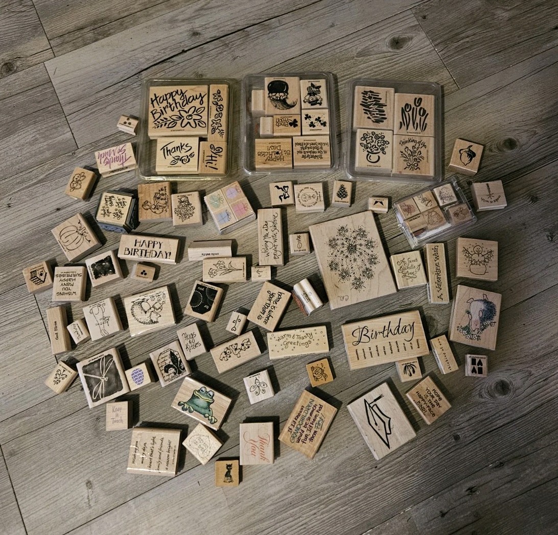 LOT OF 5 Pounds Of WOOD Block RUBBER STAMPS/ Variety Most Stampin Up + More
