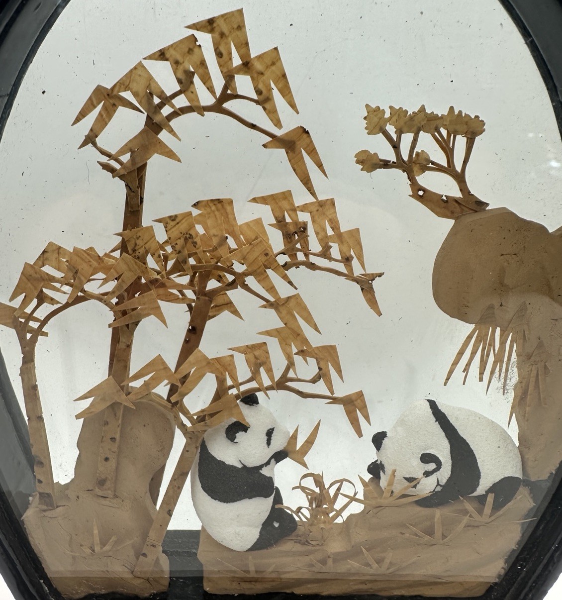 Cork Art Panda DIORAMA YOU Lacquer Glass Panda Vintage diorama Cork