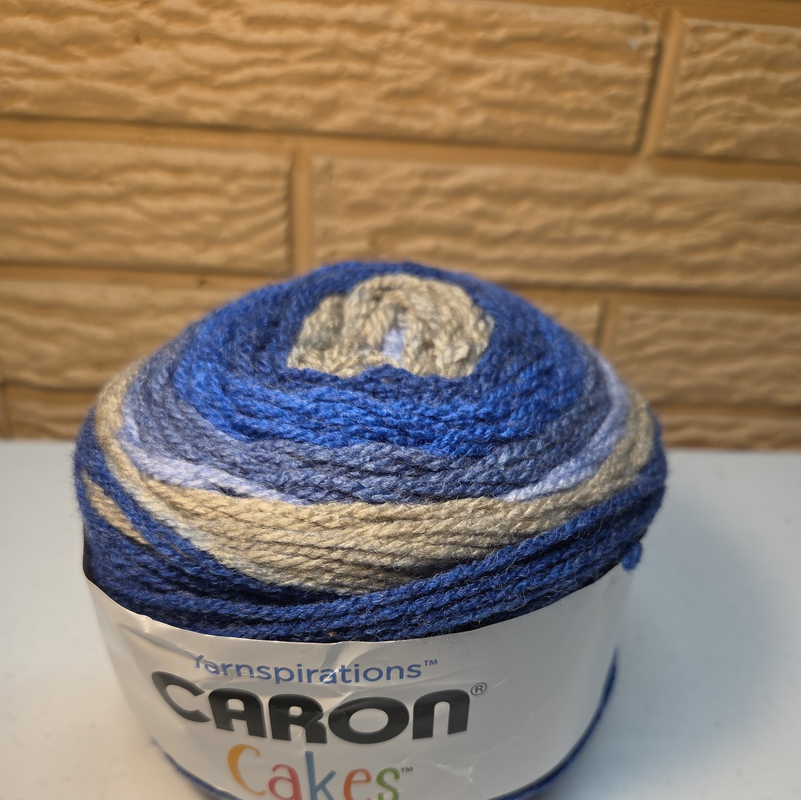 Caron Cakes Blueberry Muffin Worsted Self-Striping Yarn Blue Cream Gray