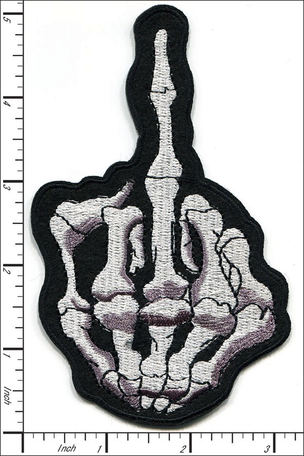 12 Pcs Embroidered Iron on patch Skeleton Middle Finger 3.15″x4.96″ AP055aB
