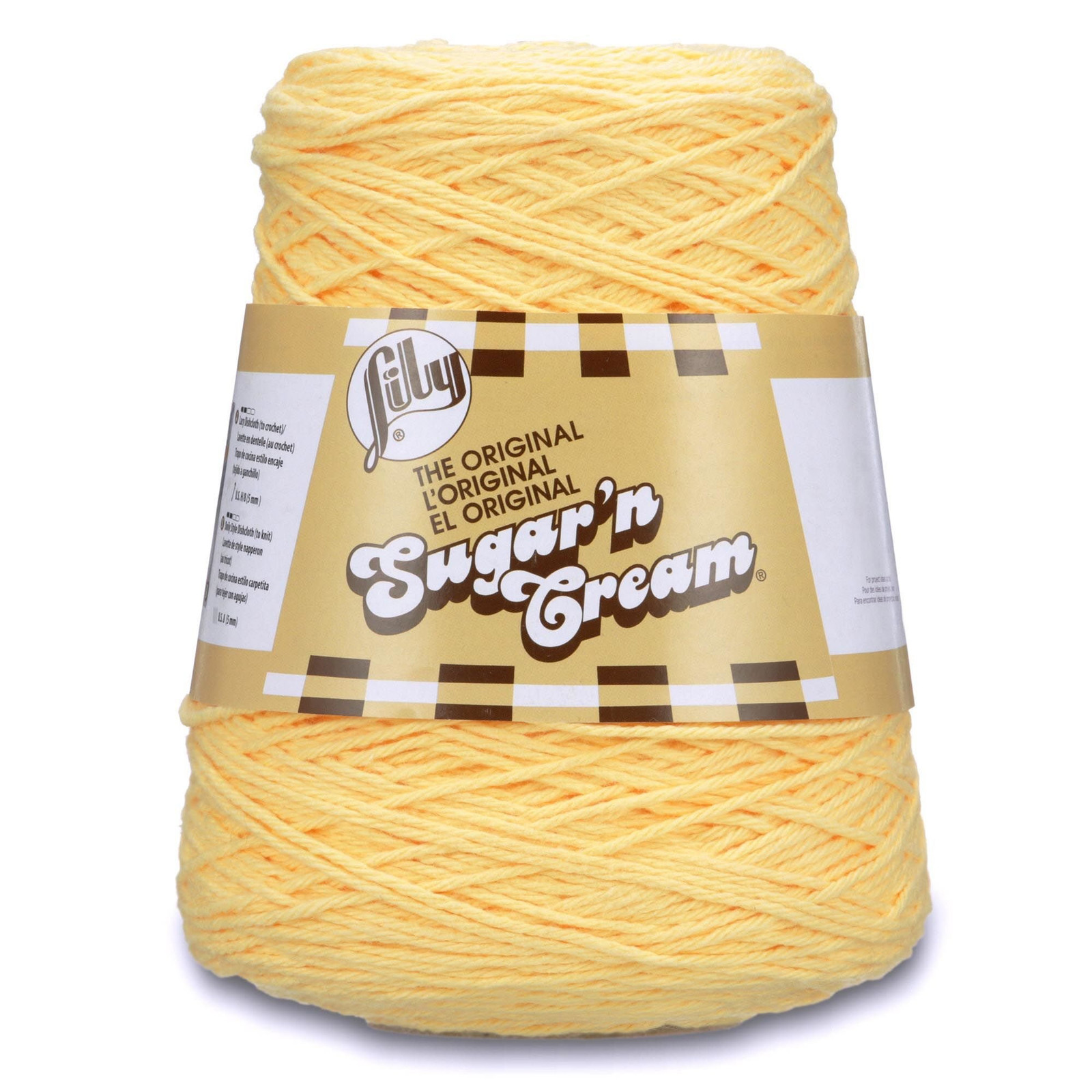 Lily Sugar n Cream Yellow Cotton Yarn Cone 14 oz 100% USA Grown 706 yards
