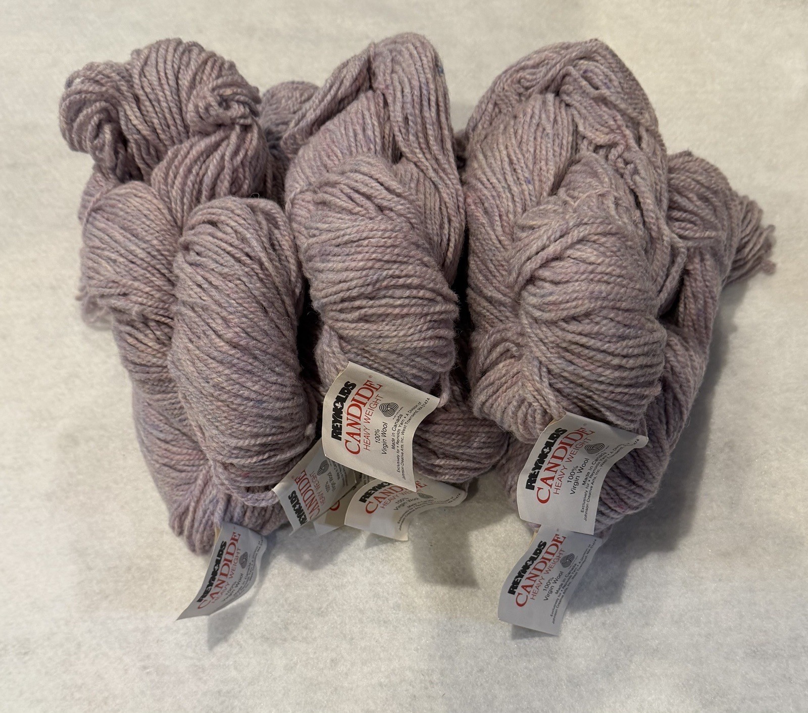 100% Wool Yarn Candide #71 Pink Heather/ Lilac Lot of 7 Virgin Wool Heavy Weight