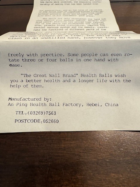 Vintage Chinese Baoding Balls Stress Relief Health Therapy In Box Shou Xing