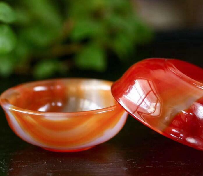 Chinese Antique Natural Carnelian Red Agate Jade Bowl Tea Cup Kung Fu Tea Bowl