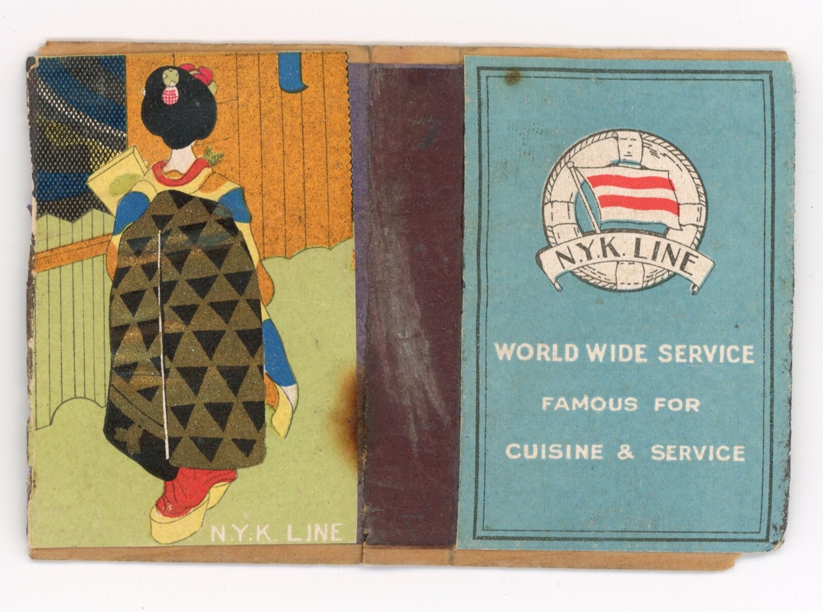 1930-40s JAPAN CHINA NYK LINE NIPPON YUSEN YOKOHAMA SHANGHAI GEISHA MATCHBOX F1e